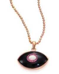 Marlo Laz Icon Opal Pink Sapphire Black Onyx Iris Pendant Necklace