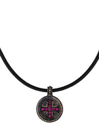 Pink Sapphire Maltese Cross Pendant Necklace