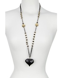 Betsey Johnson Pot Black Heart Pendant Necklace
