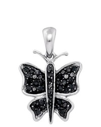 SEA Of Diamonds 029ctw Black Dia Butterfly Pendant