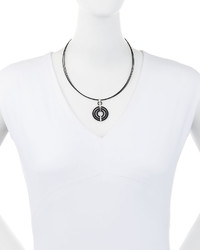 Alor Triple Strand Micro Cable Pav Diamond Pendant Necklace Black