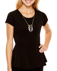 jcpenney By And By Byby Cap Sleeve Peplum Necklace Top