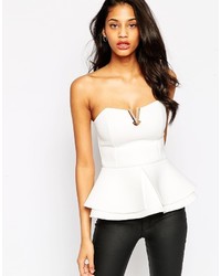 Asos Collection Bandeau Top With Peplum And V Bar Detail