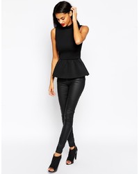 Asos Collection Peplum Top With High Neck In Premium Fabric