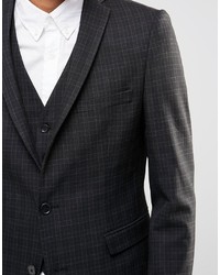 Selected Homme Suit Jacket With Mini Plaid In Skinny Fit With Stretch