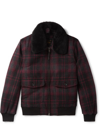 Golden Bear The Pierce Shearling Trimmed Checked Wool Bomber Jacket