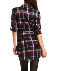 Charlotte Russe Belted Plaid Flannel Shirt Dress