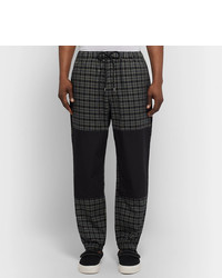 Flagstuff Tapered Poplin Panelled Checked Cotton Twill Drawstring Trousers