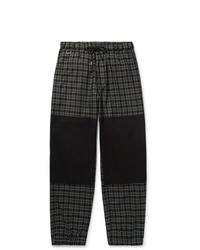 Flagstuff Tapered Poplin Panelled Checked Cotton Twill Drawstring Trousers