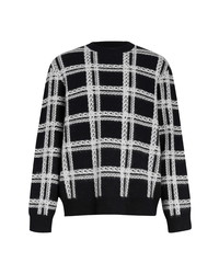 AllSaints Lockdown Plaid Wool Blend Crewneck Sweater