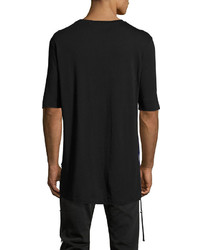 Helmut Lang Plaid Combo Drawcord T Shirt