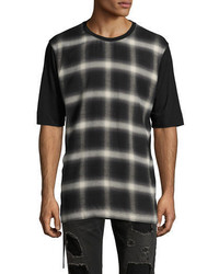 Helmut Lang Plaid Combo Drawcord T Shirt