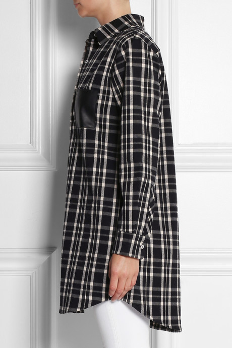 Maje Grunge Leather Trimmed Plaid Flannel Shirt, $275, NET-A-PORTER.COM