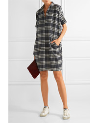 Hatch The Buttondown Plaid Cotton Flannel Dress Black