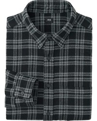 Black Plaid Flannel Long Sleeve Shirt