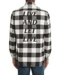 Neil Barrett Live And Let Live Plaid Flannel Sport Shirt