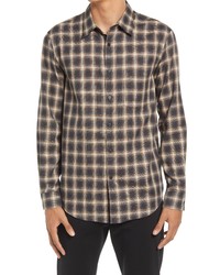 Theory Noll Flannel Shirt In Chanterelleblack At Nordstrom