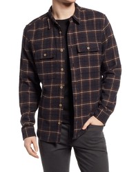 Madewell Perfect Plaid Slub Flannel Long Sleeve Button Up Shirt In Black Coal At Nordstrom