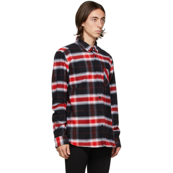 Hugo Red And Black Check Ermann Shirt, $160 | SSENSE | Lookastic