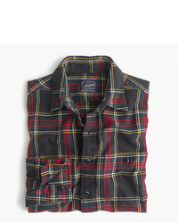 J.Crew Tall Midweight Flannel Shirt In Black And Red Tartan
