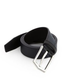 Black Plaid Leather Belt
