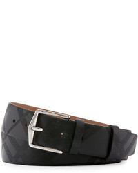 Burberry Embossed Check Leather Belt Black