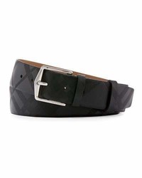 Burberry Embossed Check Leather Belt Black