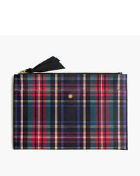 J.Crew Large Pouch In Stewart Plaid Italian Leather