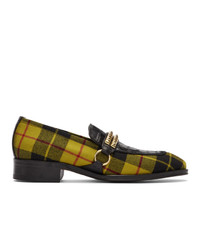 Black Plaid Leather Loafers
