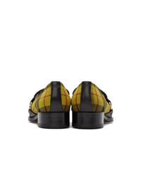 Giuseppe Zanotti Black And Yellow Plaid Loafers