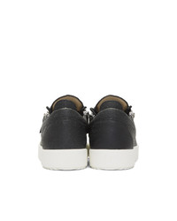 Giuseppe Zanotti Black And Beige Plaid Low Top Sneakers