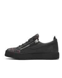 Giuseppe Zanotti Black And Multicolor Plaid Low Top Sneakers