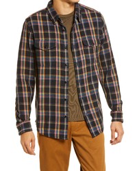 Outerknown Check Organic Cotton Button Up Shirt In True Black Plaid At Nordstrom