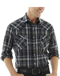 jcpenney Ely Cattleman Long Sleeve Western Plaid Snap Shirt