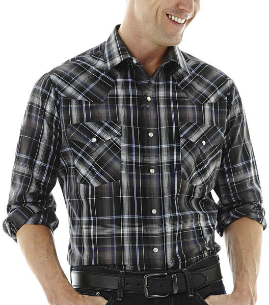 jcpenney Ely Cattleman Long Sleeve Western Plaid Snap Shirt, $27 | jcpenney  | Lookastic