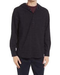 Vince Highway Plaid Hooded Popover Shirt
