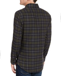 Tom Ford Plaid Flannel Sport Shirt Blackgreen