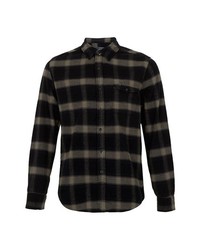 Topman Plaid Flannel Shirt Black Small