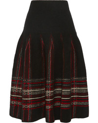 Black Plaid Midi Skirt