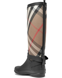 Burberry Checked Cotton Canvas And Rubber Rain Boots