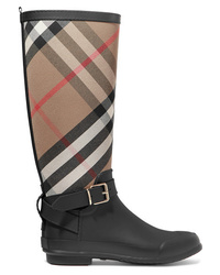 Burberry Checked Cotton Canvas And Rubber Rain Boots