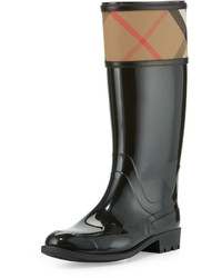 Burberry Crosshill Check Trim Rain Boot Black
