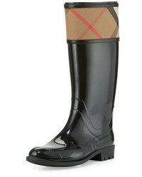 Burberry Crosshill Check Trim Rain Boot Black