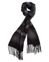 Nordstrom Plaid Dip Dye Woven Cashmere Scarf Black One Size One Size