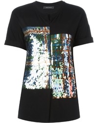 Black Plaid Sequin T-shirt