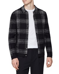Reiss Slim Fit Marled Check Snap Up Jacket