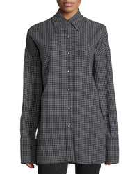 Helmut Lang Check Point Collar Button Front Oversized Shirt