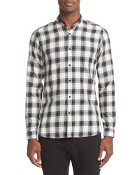 The Kooples Trim Fit Check Shirt With Detachable Leather Collar