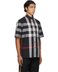 Burberry Black Cotton Check Short Sleeve Shirt