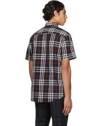 Burberry Black Poplin Check Short Sleeve Shirt